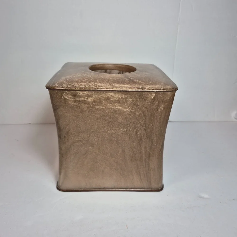 Vtg India Ink Tissue Box Cover Fresh Fields Acrylic MCM Bohemian Dried Flowers